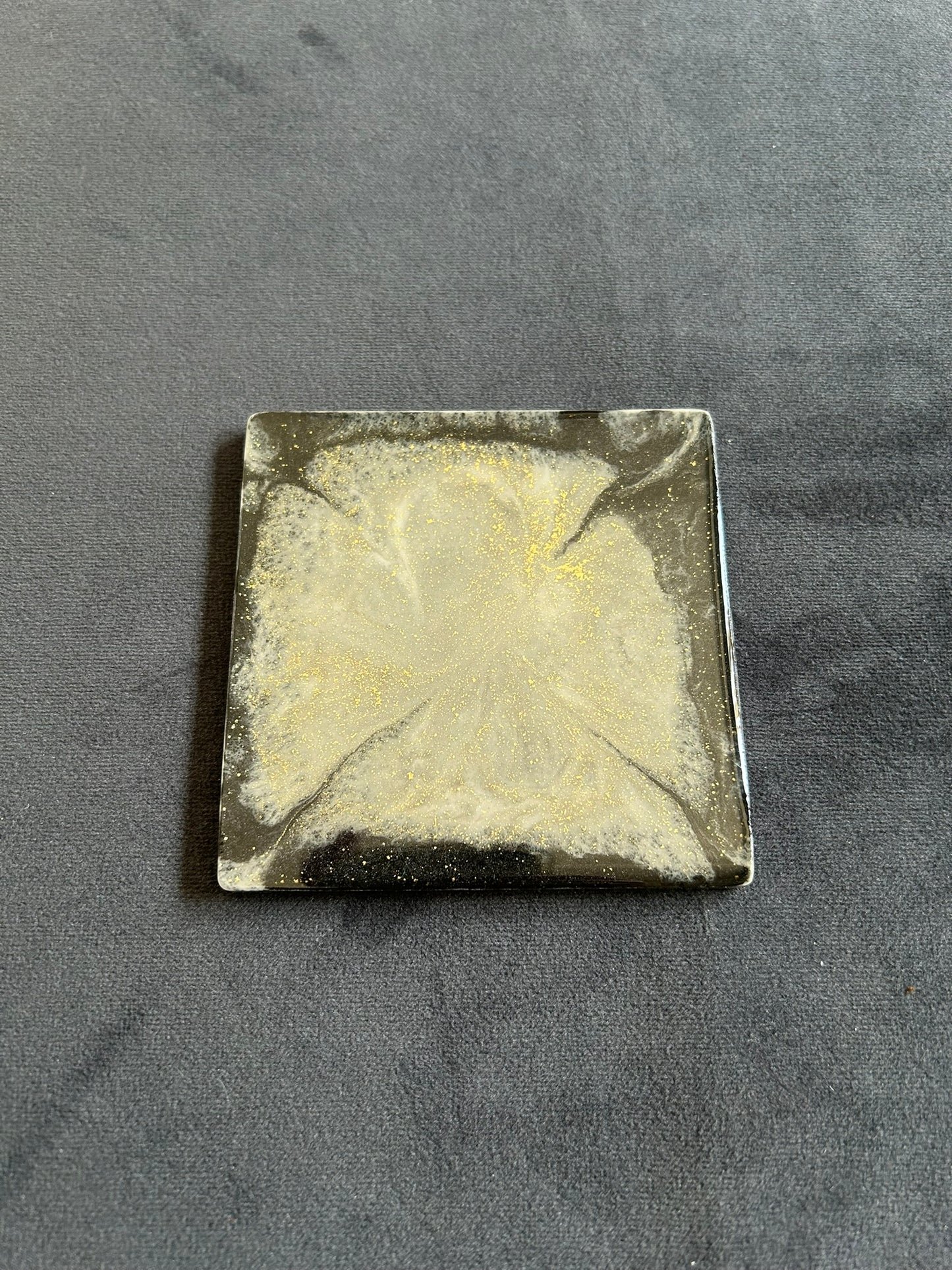 Black & Gold Quad | Square Coaster | 100% Resin