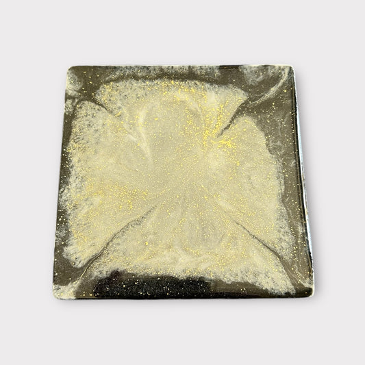 Black & Gold Quad | Square Coaster | 100% Resin