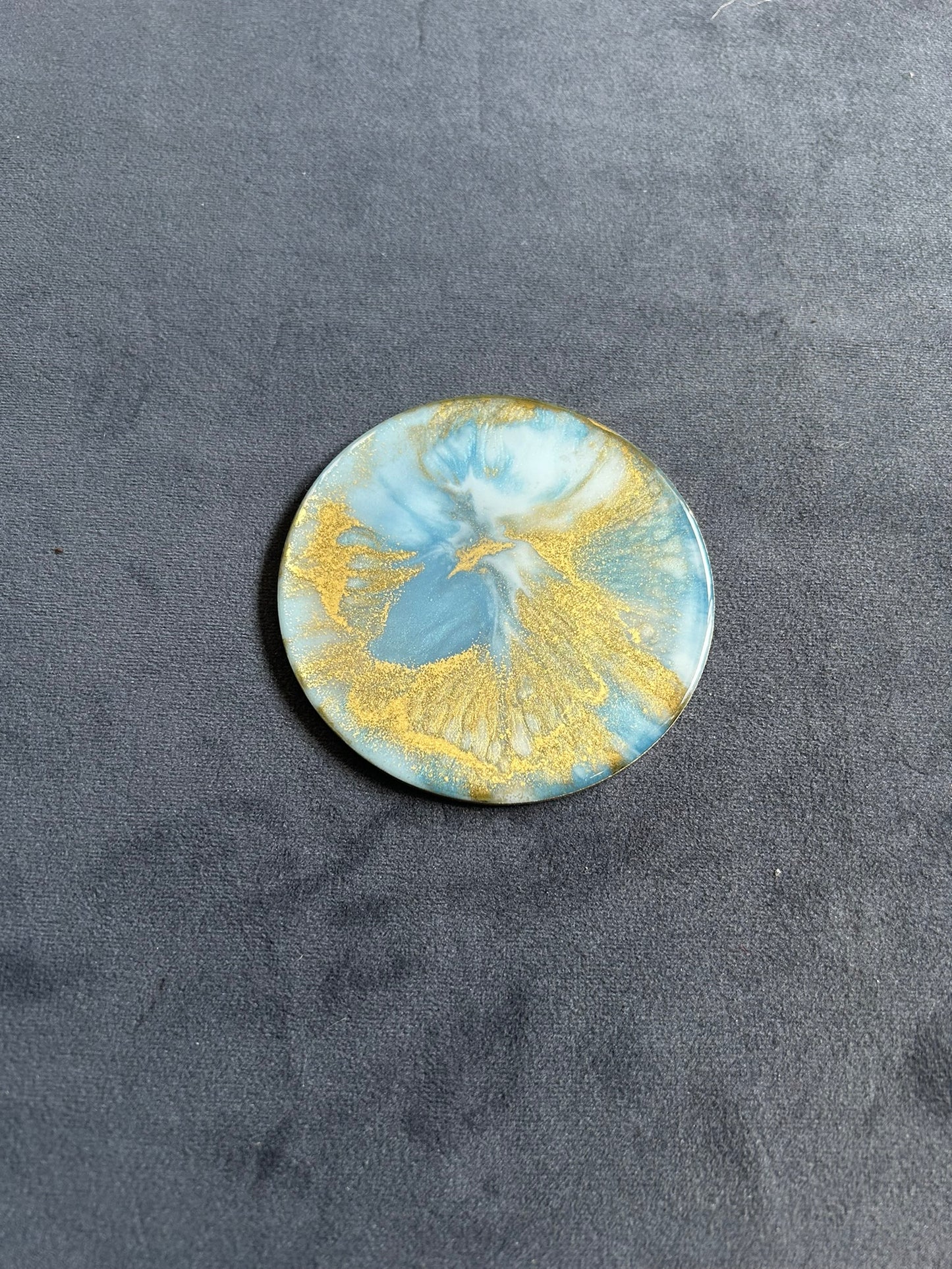 Blue & Gold Blast | Round Coaster | 100% Resin
