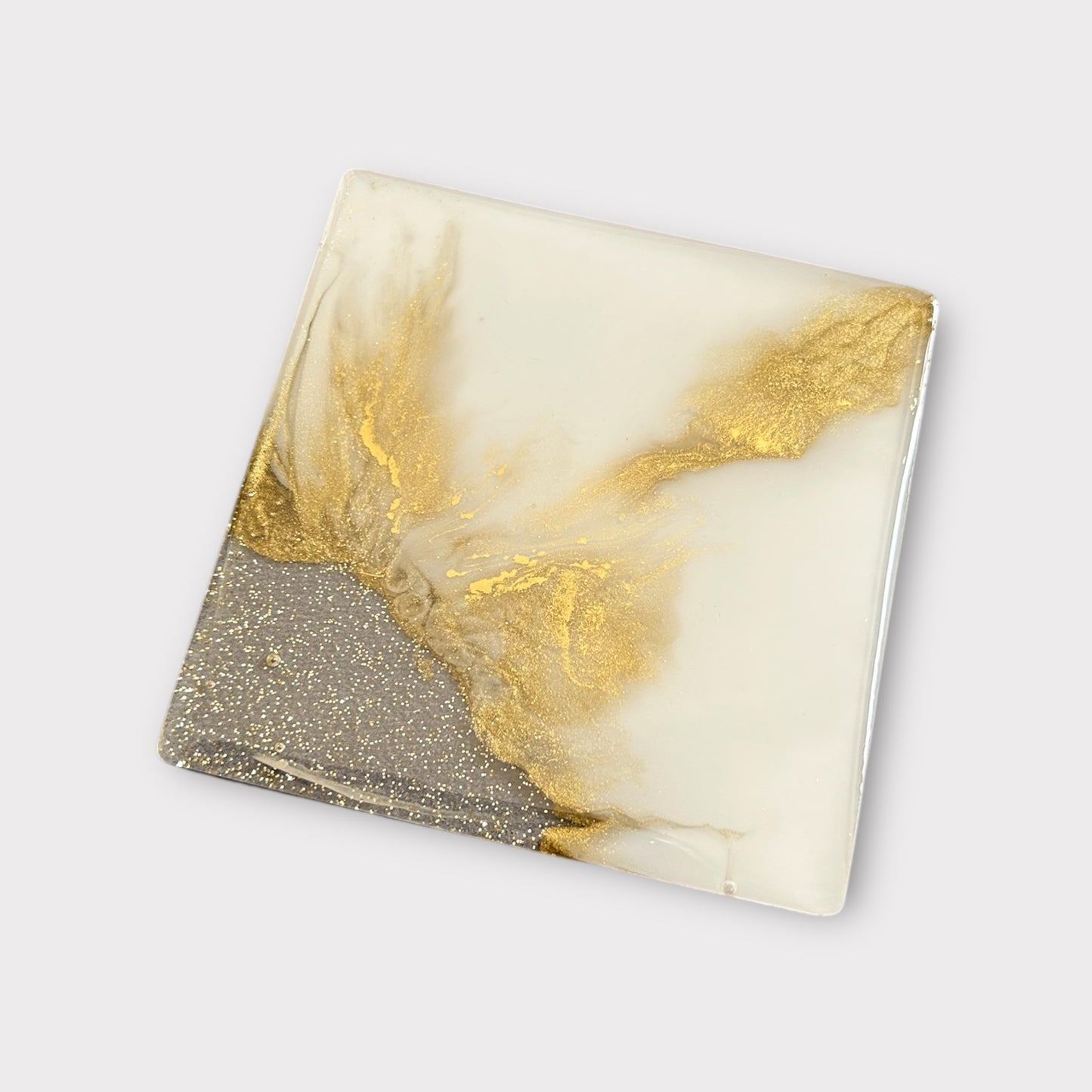 Golden Diagonal 1 | Square Coaster | 100% Resin