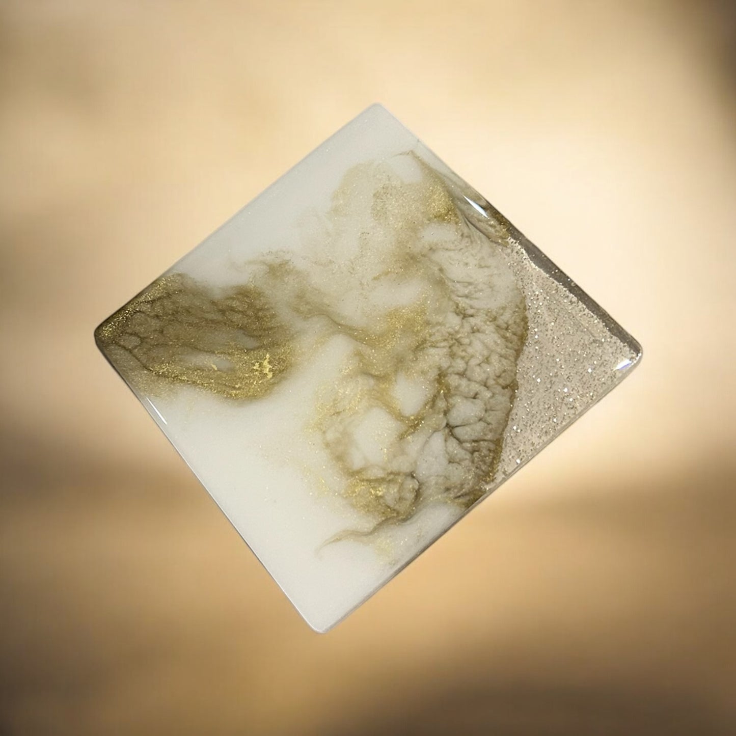 Golden Diagonal 2 | Square Coaster | 100% Resin