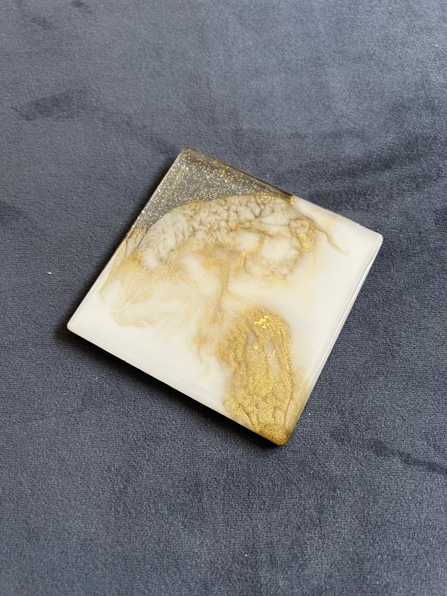 Golden Diagonal 2 | Square Coaster | 100% Resin