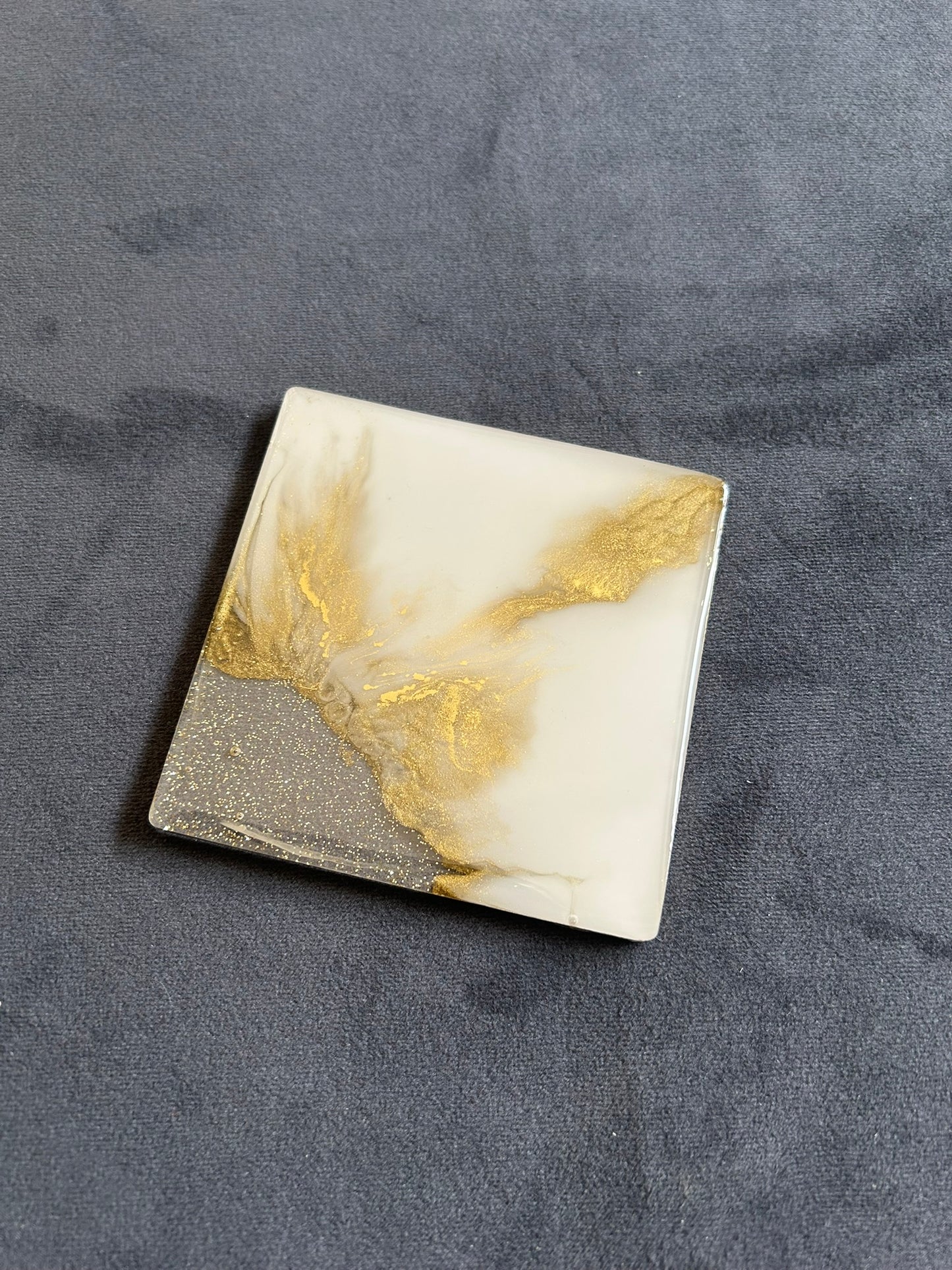Golden Diagonal 1 | Square Coaster | 100% Resin