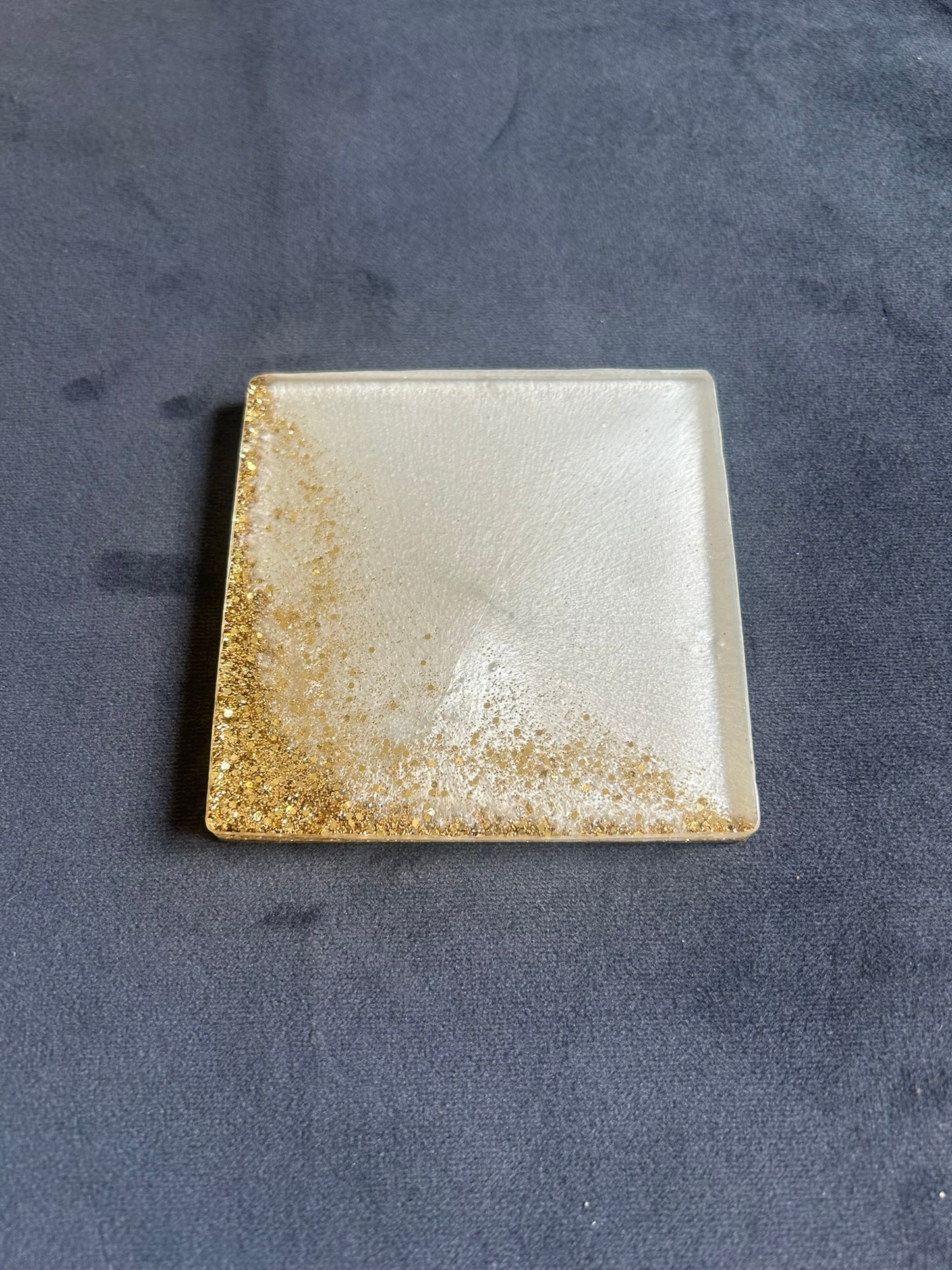 Gold Glitter Corner | Square Coaster | 100% Resin