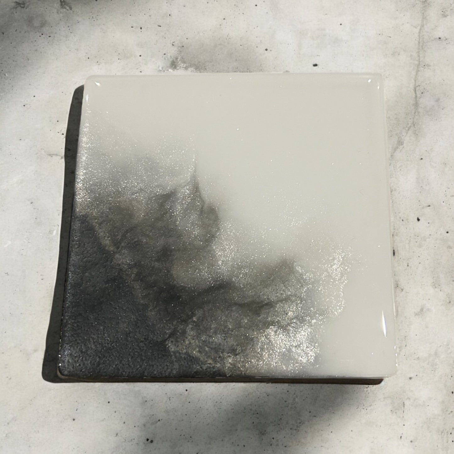 Silver Diagonal 1 | Square Coaster | 100% Resin