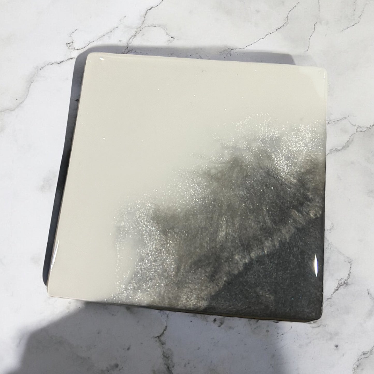 Silver Diagonal 2 | Square Coaster | 100% Resin
