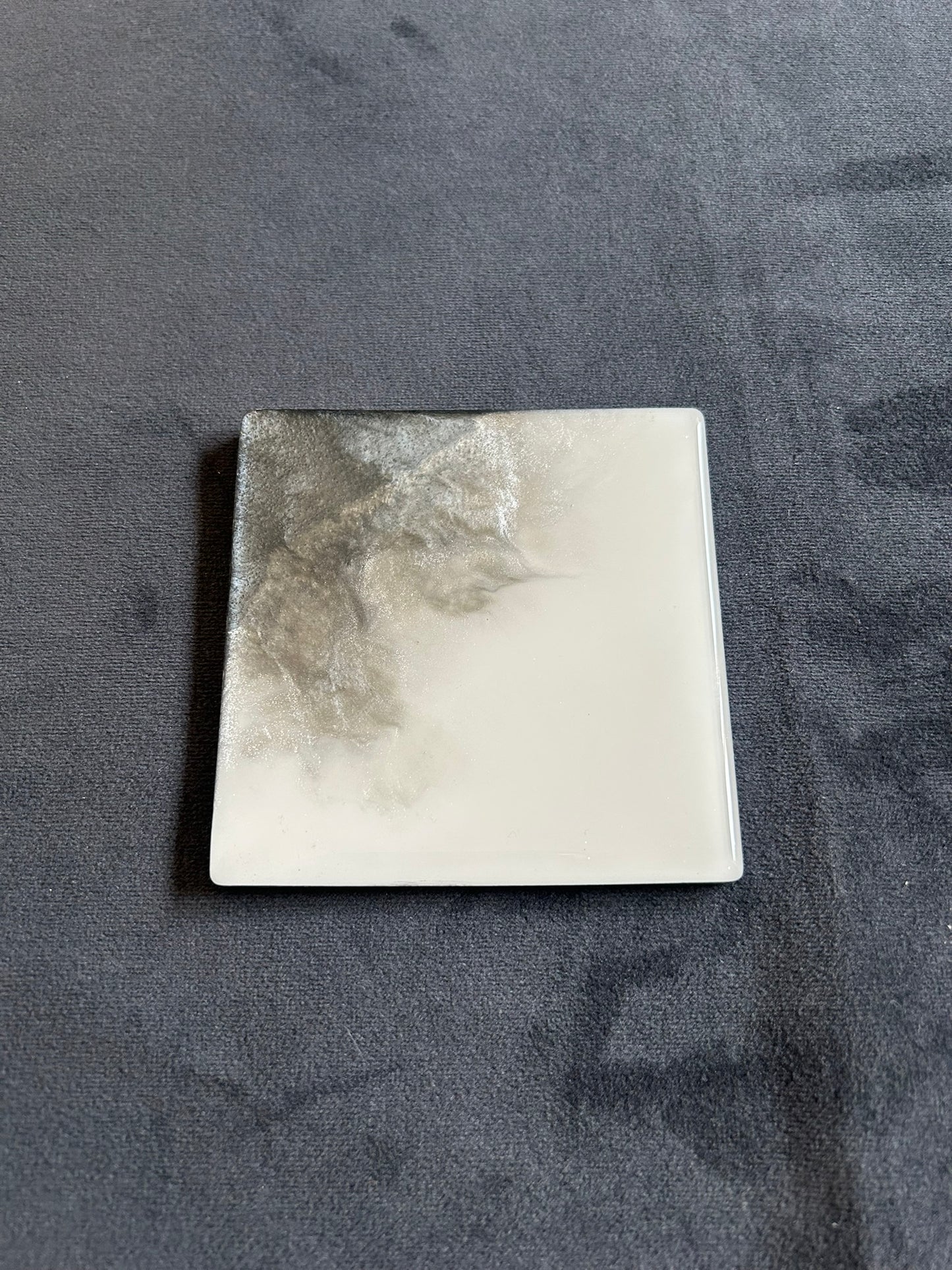Silver Diagonal 1 | Square Coaster | 100% Resin