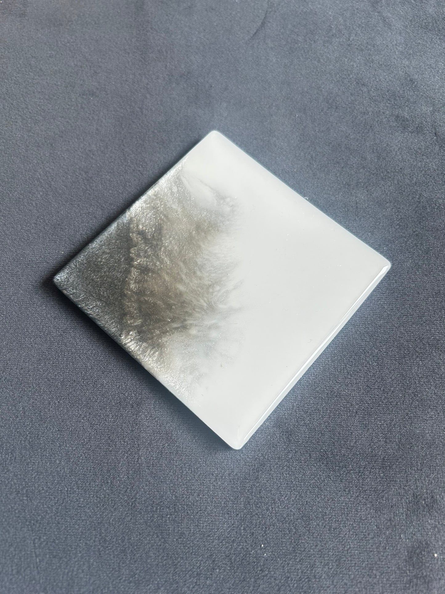 Silver Diagonal 2 | Square Coaster | 100% Resin