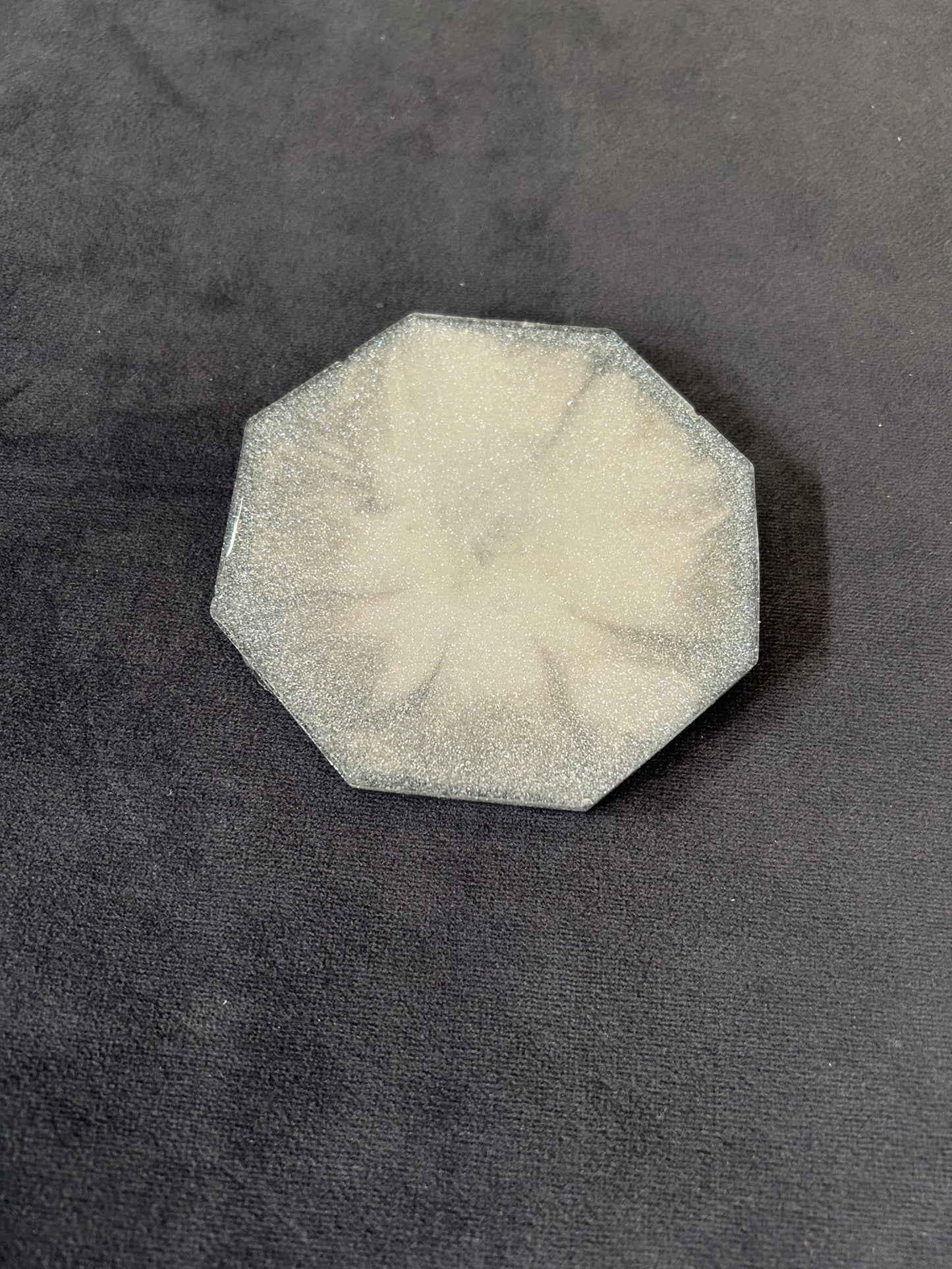 Silver Sparkle | Octagonal Coaster | 100% Resin