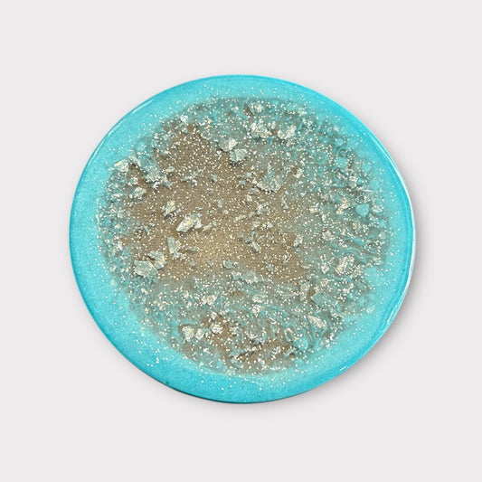 Gilded Turquoise | Round Coaster | 100% Resin