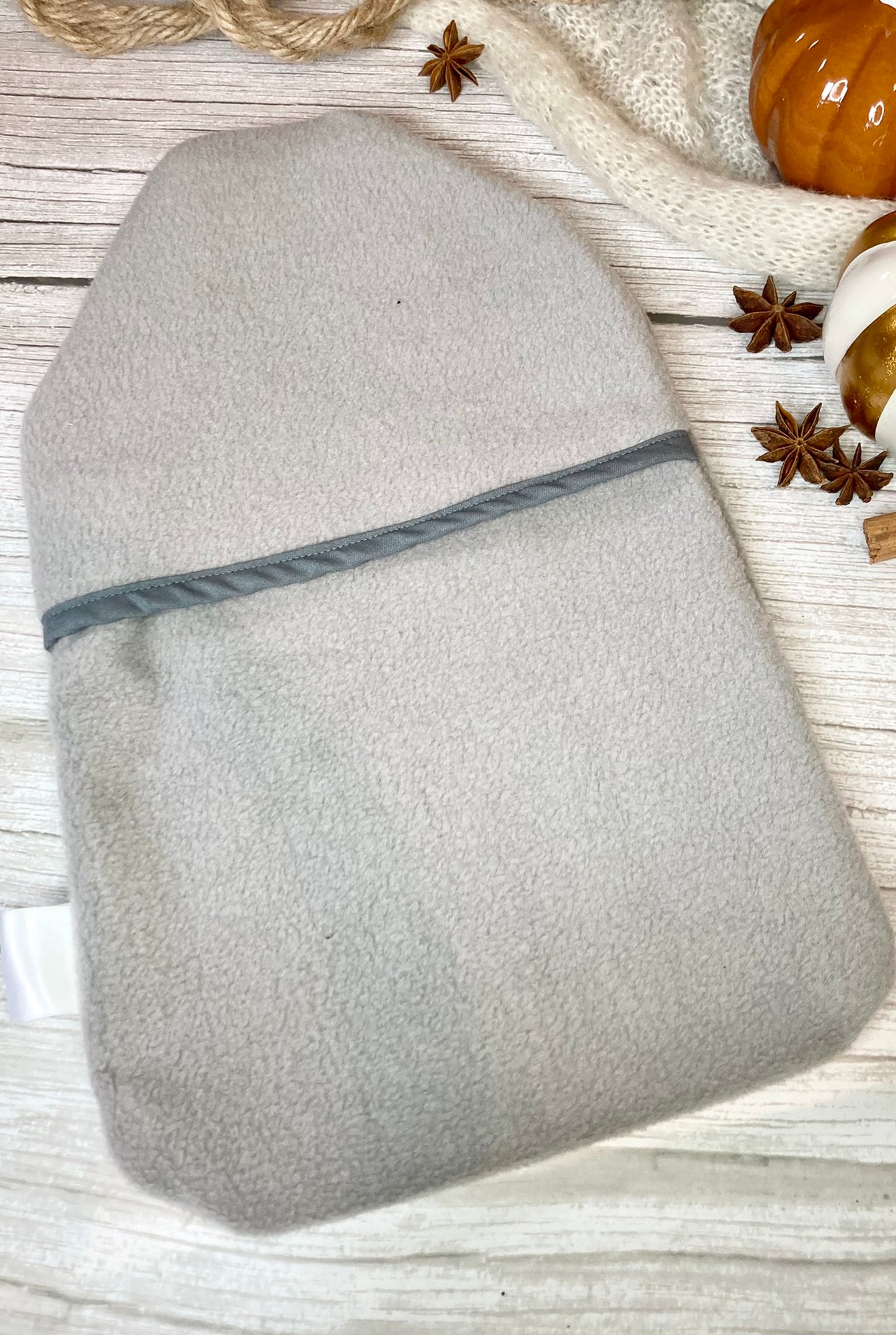 Soft Light Grey Fleece Hot Water Bottle Cover