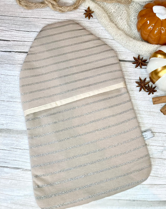 Soft Beige/Cream Striped Hot Water Bottle Cover