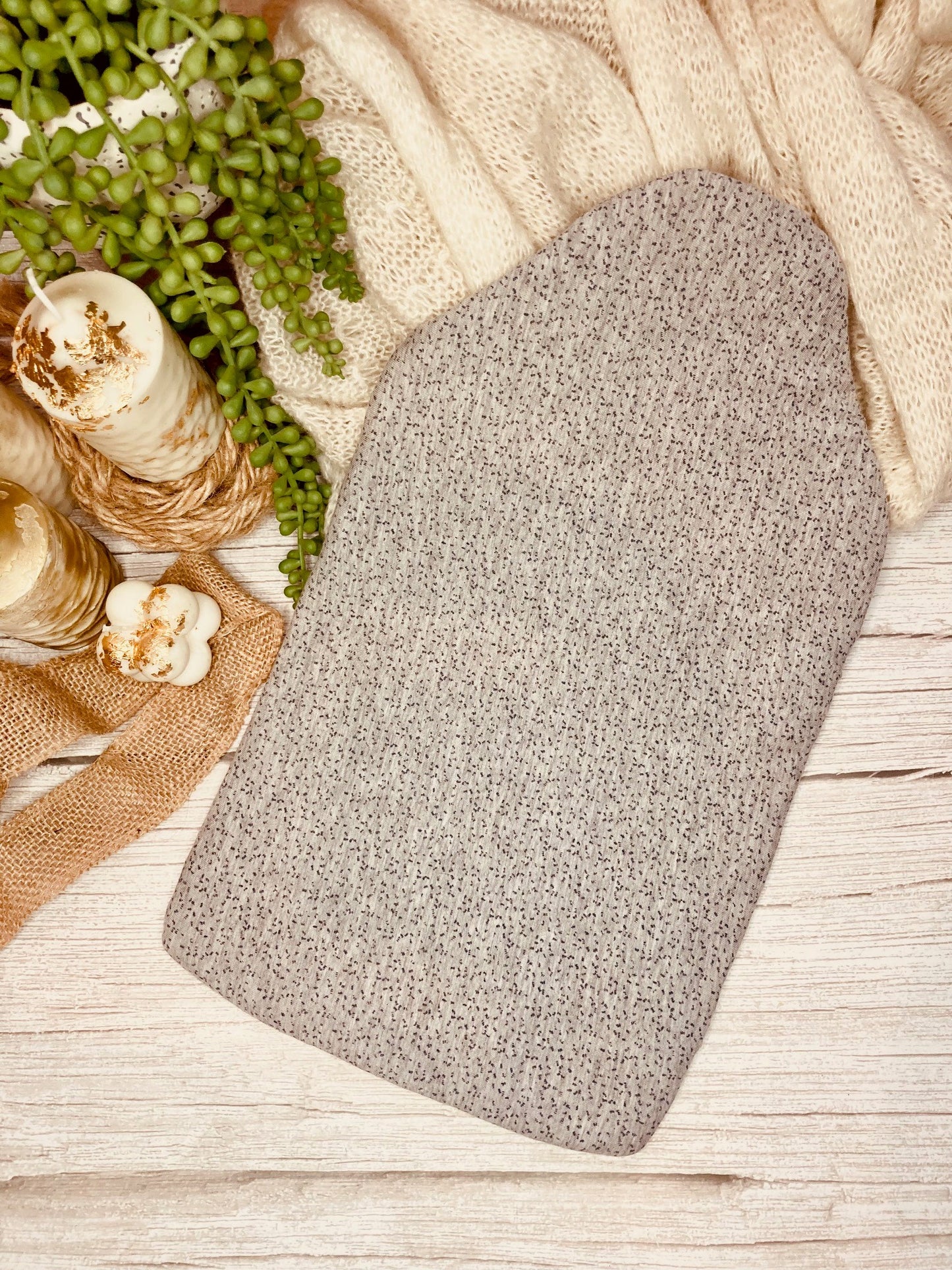 Soft Grey Patterned Hot Water Bottle Cover