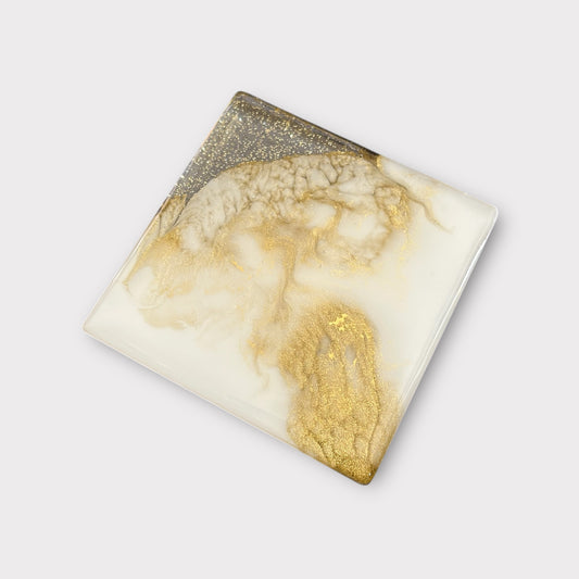 Golden Diagonal 2 | Square Coaster | 100% Resin