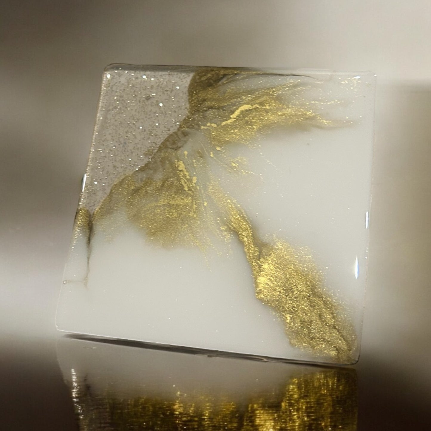 Golden Diagonal 1 | Square Coaster | 100% Resin