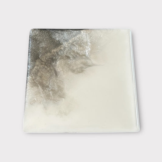 Silver Diagonal 1 | Square Coaster | 100% Resin