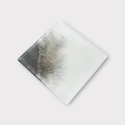 Silver Diagonal 2 | Square Coaster | 100% Resin